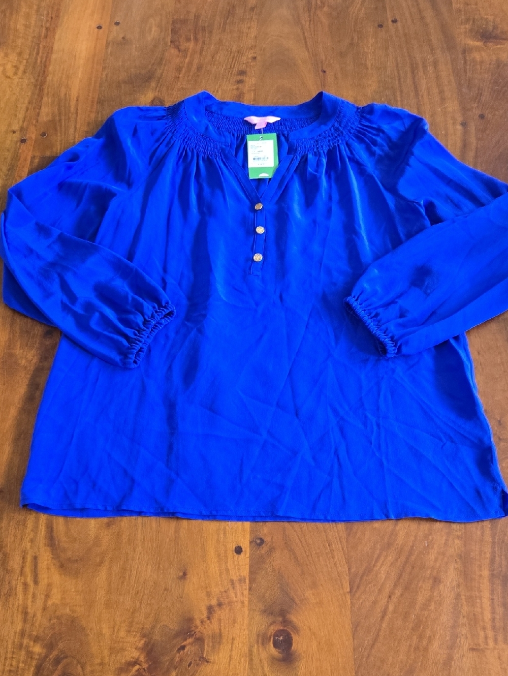 NWT Lilly Pulitzer Silk Elsa Blouse In Twilight Blue Size Medium - Picture 5 of 7
